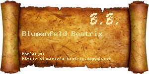 Blumenfeld Beatrix névjegykártya